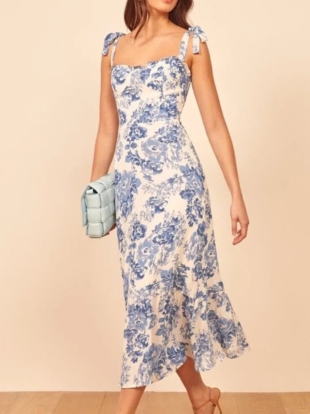 Reformation Nikita Blue Floral Midi Dress Size 4